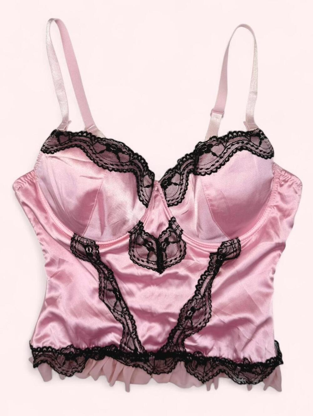 Sanselle pink satin lace corset top